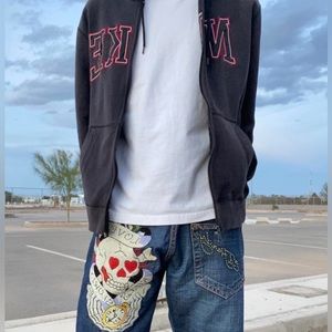 Ed Hardy “Love Kills Slowly” 
Embroidered Jeans